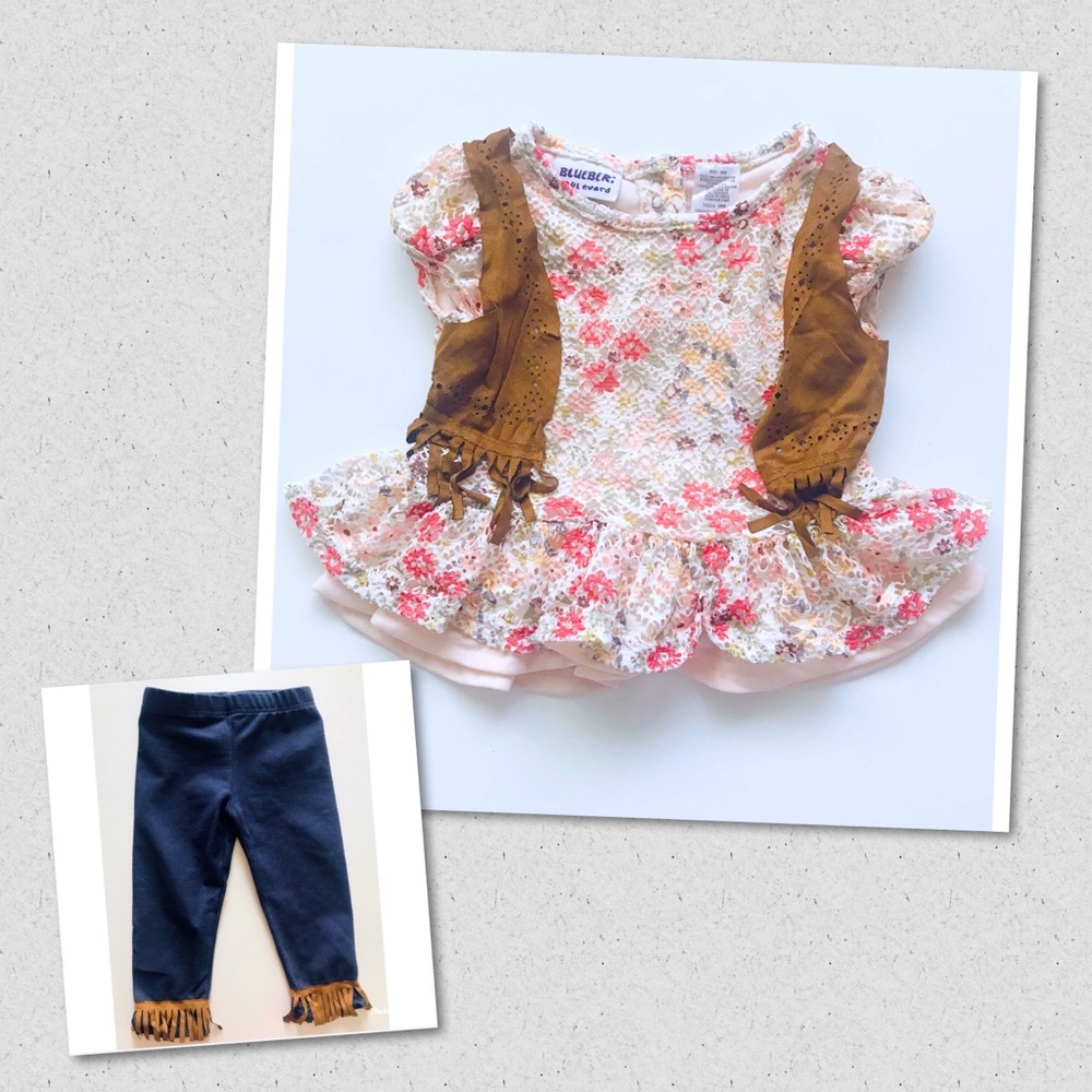 Blueberi’s floral fringe top & fringe Jeggings